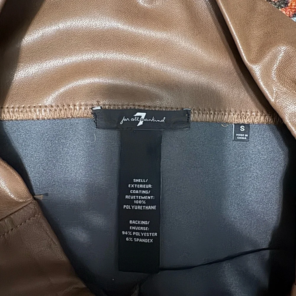 ⏰ 7 For All Mankind Brown Leather Leggings - Picture 9 of 9